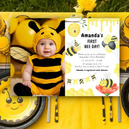 Invitación de cumpleaños del primer día de la abej