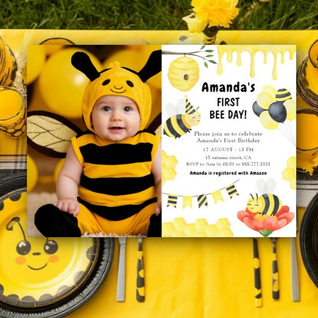 Invitación de cumpleaños del primer día de la abej (Subido por el creador)