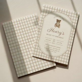 Invitación de cumpleaños del primer oso de Beary