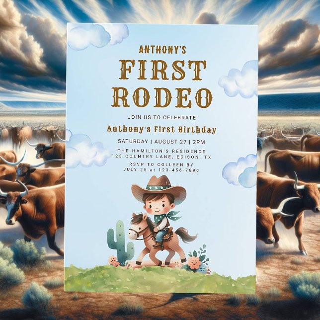 Invitación de cumpleaños del primer rodeo de Cowbo (Subido por el creador)