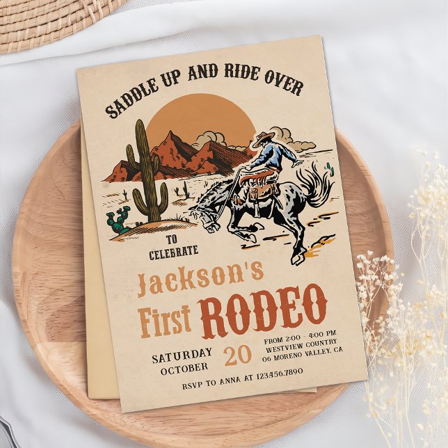 Invitación de cumpleaños del primer rodeo de Cowbo (Subido por el creador)