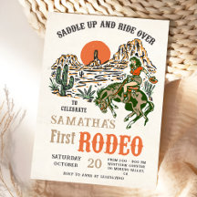 Invitación de cumpleaños del primer rodeo de Cowbo