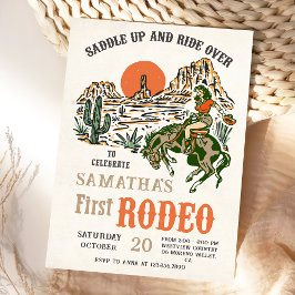 Invitación de cumpleaños del primer rodeo de Cowbo