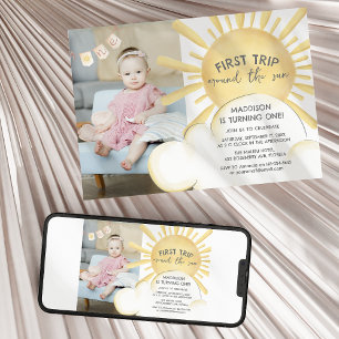 Invitación de cumpleaños del primer viaje alrededo