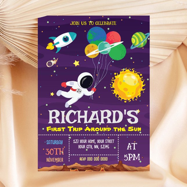 Invitación de cumpleaños del primer viaje del astr (Subido por el creador)