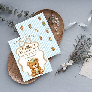Invitación de cumpleaños del príncipe del osito de