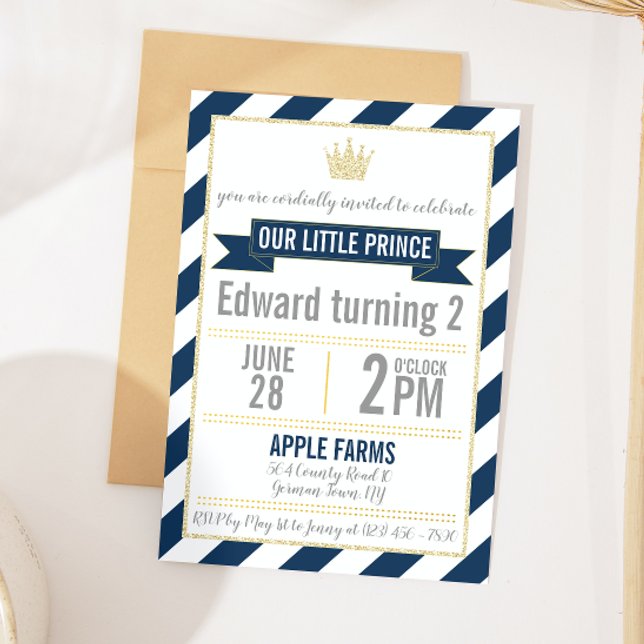Invitación de cumpleaños del Purpurina de oro azul (Subido por el creador)