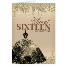 Invitación de cumpleaños del Purpurina Gold Brown