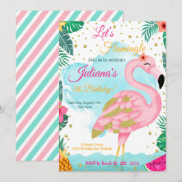 Invitación de cumpleaños del Purpurina rosa color