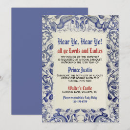 Invitación de cumpleaños del Renacimiento Medieval