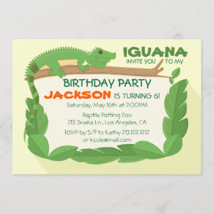 Invitación de cumpleaños del reptil Iguana Lizard