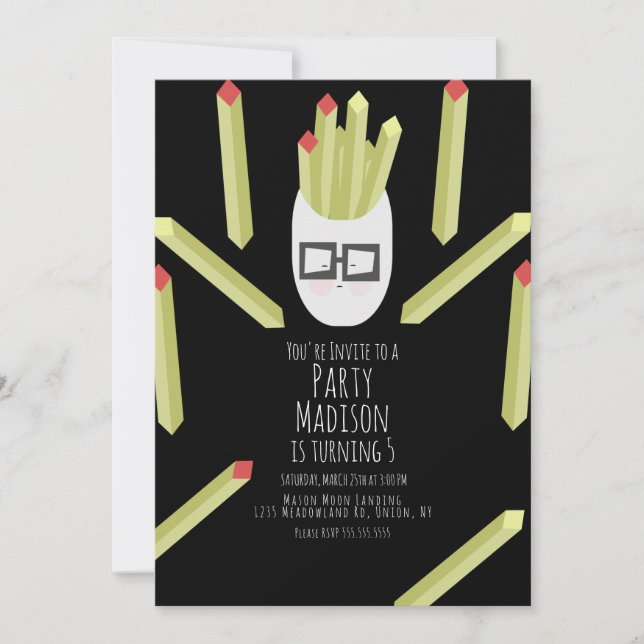 Invitación de Cumpleaños del Restaurante Cute Frie (Anverso)