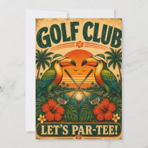 Invitación de cumpleaños del Retro Toucan Golf Clu