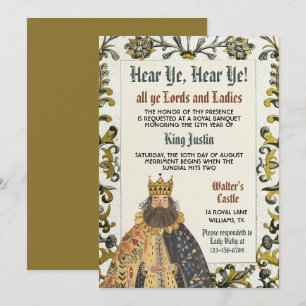 Invitación de cumpleaños del rey del Renacimiento
