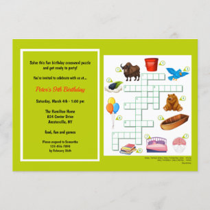 Invitación de cumpleaños del rompecabezas cruzado