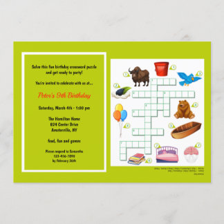 Invitación de cumpleaños del rompecabezas cruzado