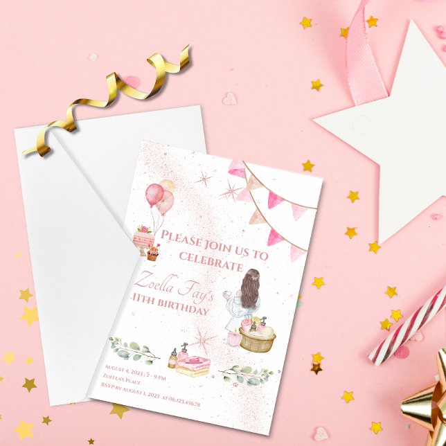 Invitación de cumpleaños del Spa (Birthday Invitation Cakes & Cupcakes)