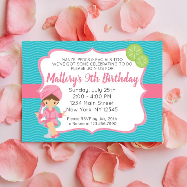 Invitación de cumpleaños del spa rosado (Subido por el creador)