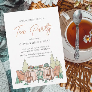 Invitación de cumpleaños del té fiesta dulce para 
