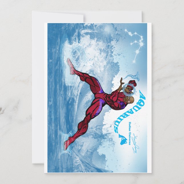 Invitación de cumpleaños del tema Aquarius. (Anverso)