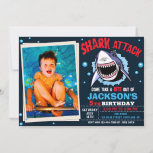 Invitación de cumpleaños del tiburón Photo Shark A