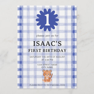 Invitación de cumpleaños del tigre de verificación