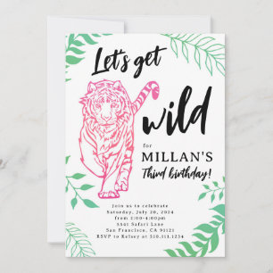 Invitación de cumpleaños del tigre Let's Get Wild