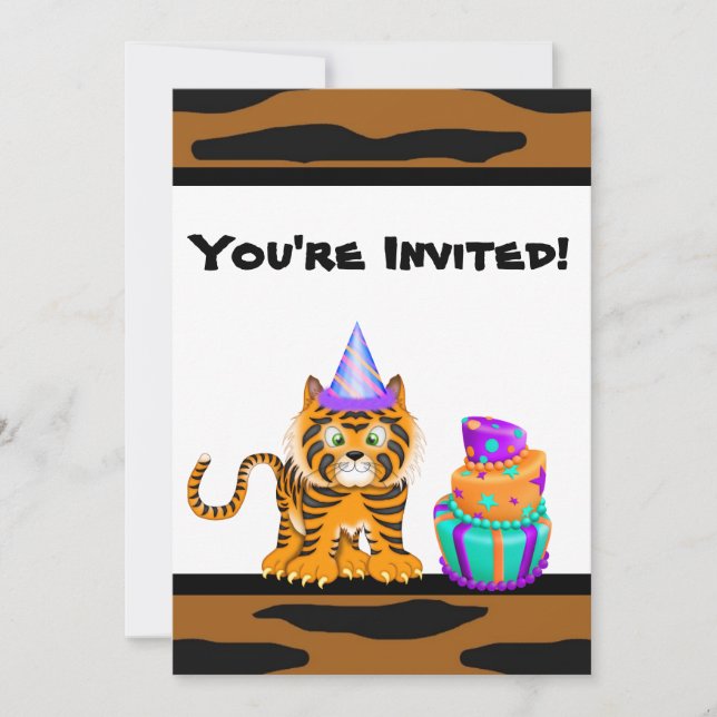 Invitación de cumpleaños del tigre para la impresi (Anverso)