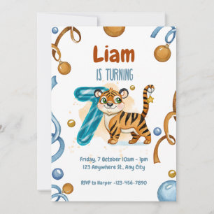 Invitación de cumpleaños del tigre salvaje y lindo