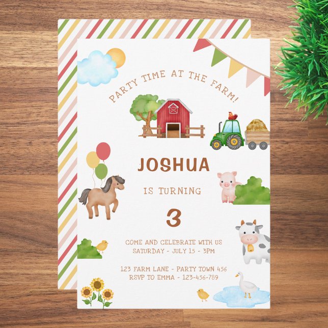 Invitación de cumpleaños del Tractor Barn de anima (Subido por el creador)