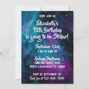 Invitación de cumpleaños del Universo de Galaxy