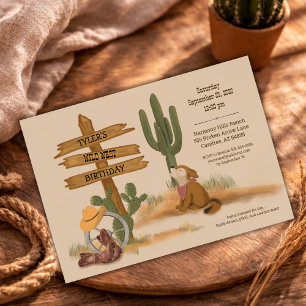 Invitación de cumpleaños del vaquero al estilo acu