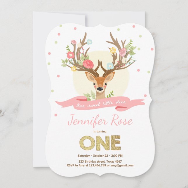 Invitación de cumpleaños del venado Antlers Woodla (Anverso)