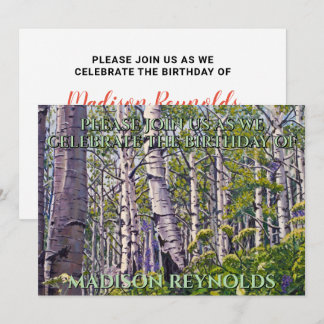 Invitación de cumpleaños del vibrante árbol de Asp