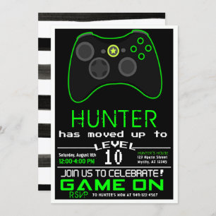Invitación de cumpleaños del videojuego Neon Green