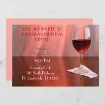 Invitación de cumpleaños del vino Rojo Sofisticado