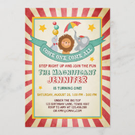 Invitación de cumpleaños del Vintage Circus