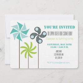 Invitación de cumpleaños del volante moderno - Gri