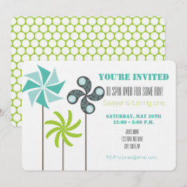 Invitación de cumpleaños del volante moderno - Gri