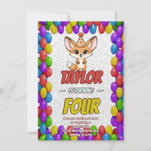 Invitación de cumpleaños del zorro fenec lindo par