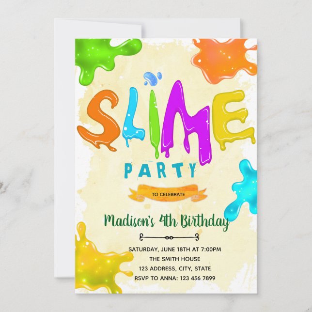 Invitación de cumpleaños delgada (Anverso)