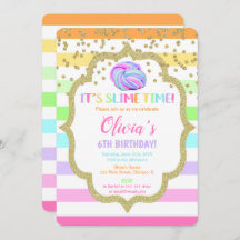 Invitación de cumpleaños delgada, chica arcoiris p