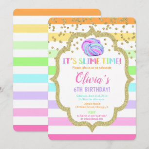 Invitación de cumpleaños delgada, chica arcoiris p