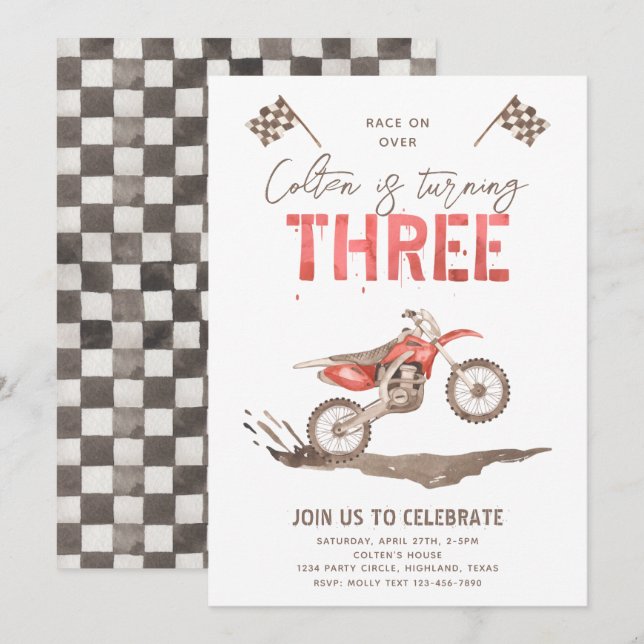 Invitación de cumpleaños demasiado rápida | 3 cump (Anverso / Reverso)