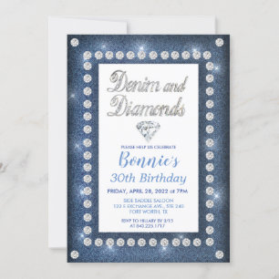 Invitación de cumpleaños Denim y Diamantes