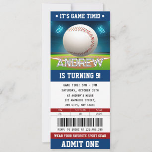 Invitación de cumpleaños deportiva con entrada per