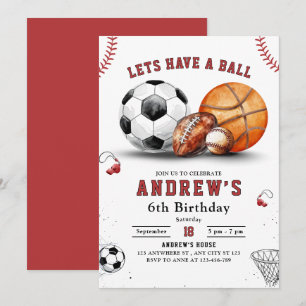 Invitación de cumpleaños deportivo, Baloncesto Fút