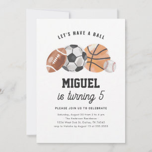 Invitación de cumpleaños deportivo para niños