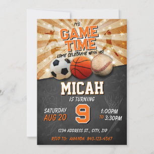 Invitación de cumpleaños deportivos al béisbol de