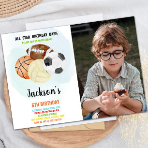 Invitación de cumpleaños deportivos con foto